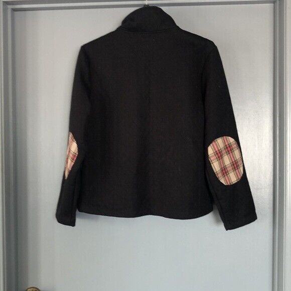 Top It Off Women Black 1/4 Snap Sweatshirt size M elbow patches long sleeves - Picture 2 of 5